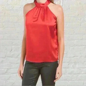 Red Bow Back Halter Top Large NWT